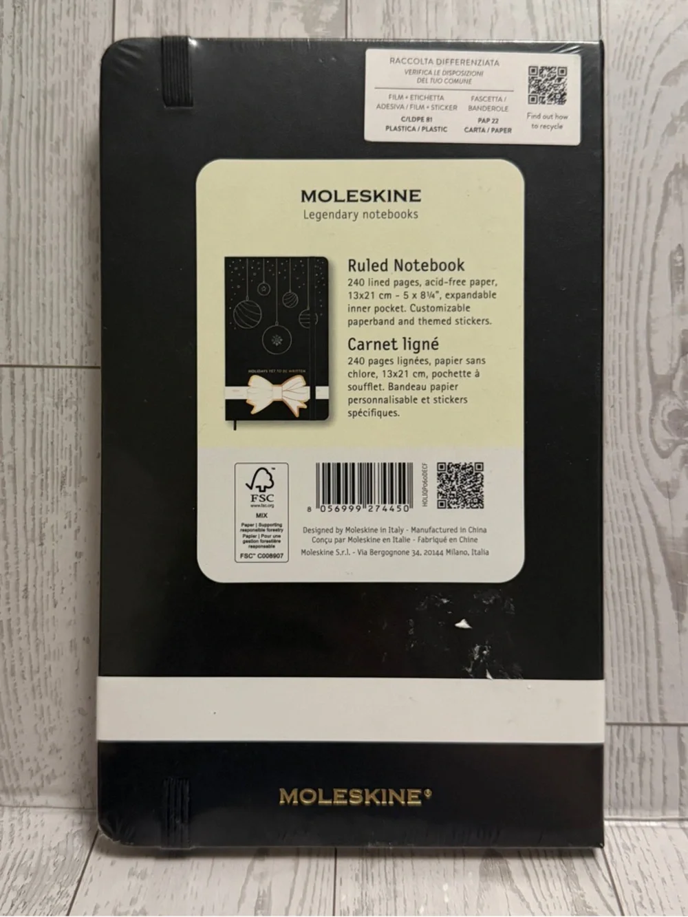 MOLESKINE Festive Holiday Notebook, Hard Cover, Ruled Large (5 X 8.25) 240 Pages